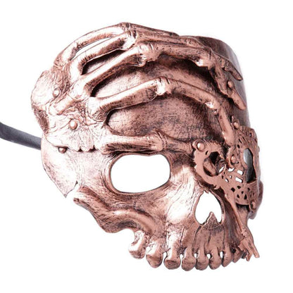 Halbschädel Maske mit der Hand - Bronze