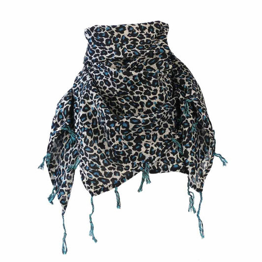 Baumwolltuch im Leoparden Design mit Fransen