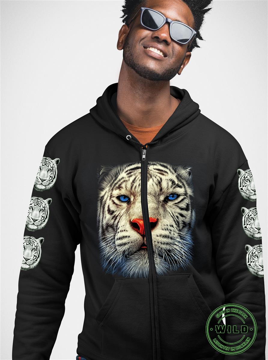 Wild Clothing White Tiger Sweatjacke Hoodie