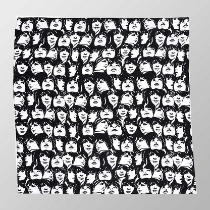 Bandana Halstuch  Schwarz Streetwear Frauen Gesichter 55 cm x 55 cm