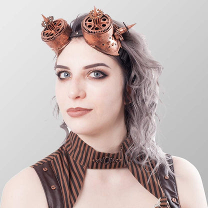 Brille mit Zahnrädern und Spitzen in Bronze