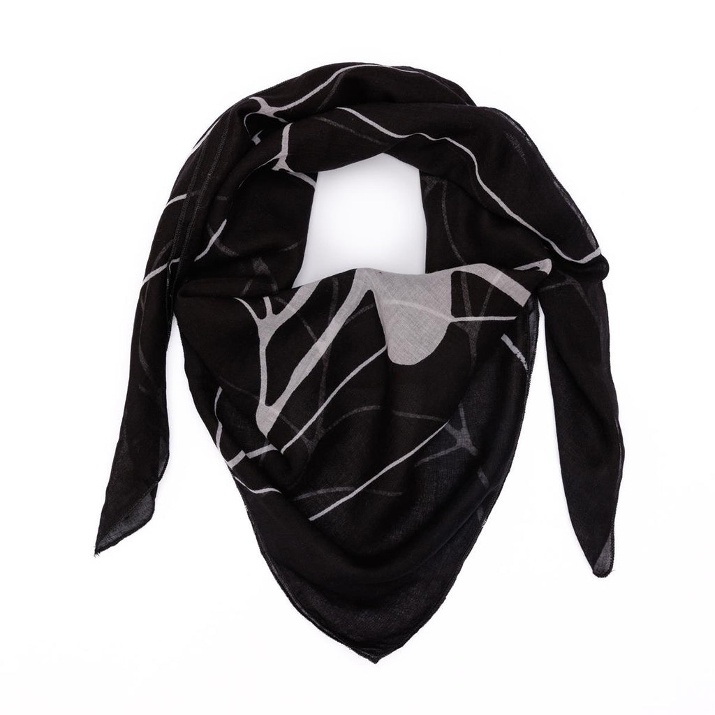 Baumwolltuch mit Spinnennetz Muster in Schwarz Weiß