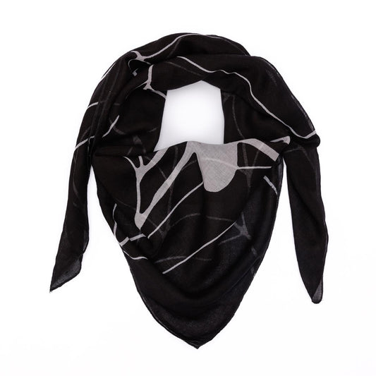 Baumwolltuch mit Spinnennetz Muster in Schwarz Weiß
