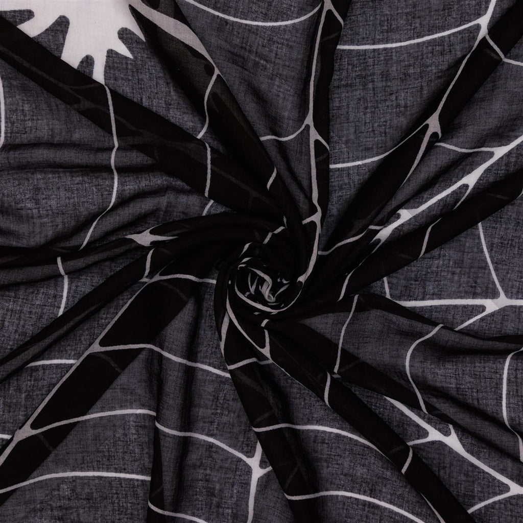 Baumwolltuch mit Spinnennetz Muster in Schwarz Weiß