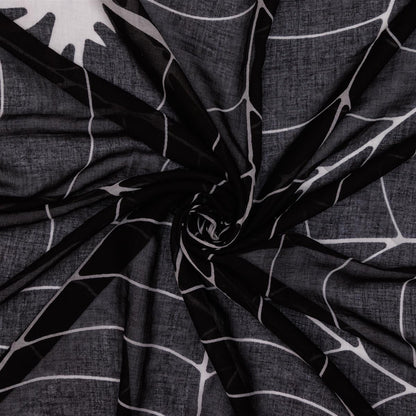 Baumwolltuch mit Spinnennetz Muster in Schwarz Weiß