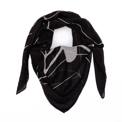 Baumwolltuch mit Spinnennetz Muster in Schwarz Weiß