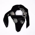 Baumwolltuch mit Schädel Muster in Schwarz Weiß