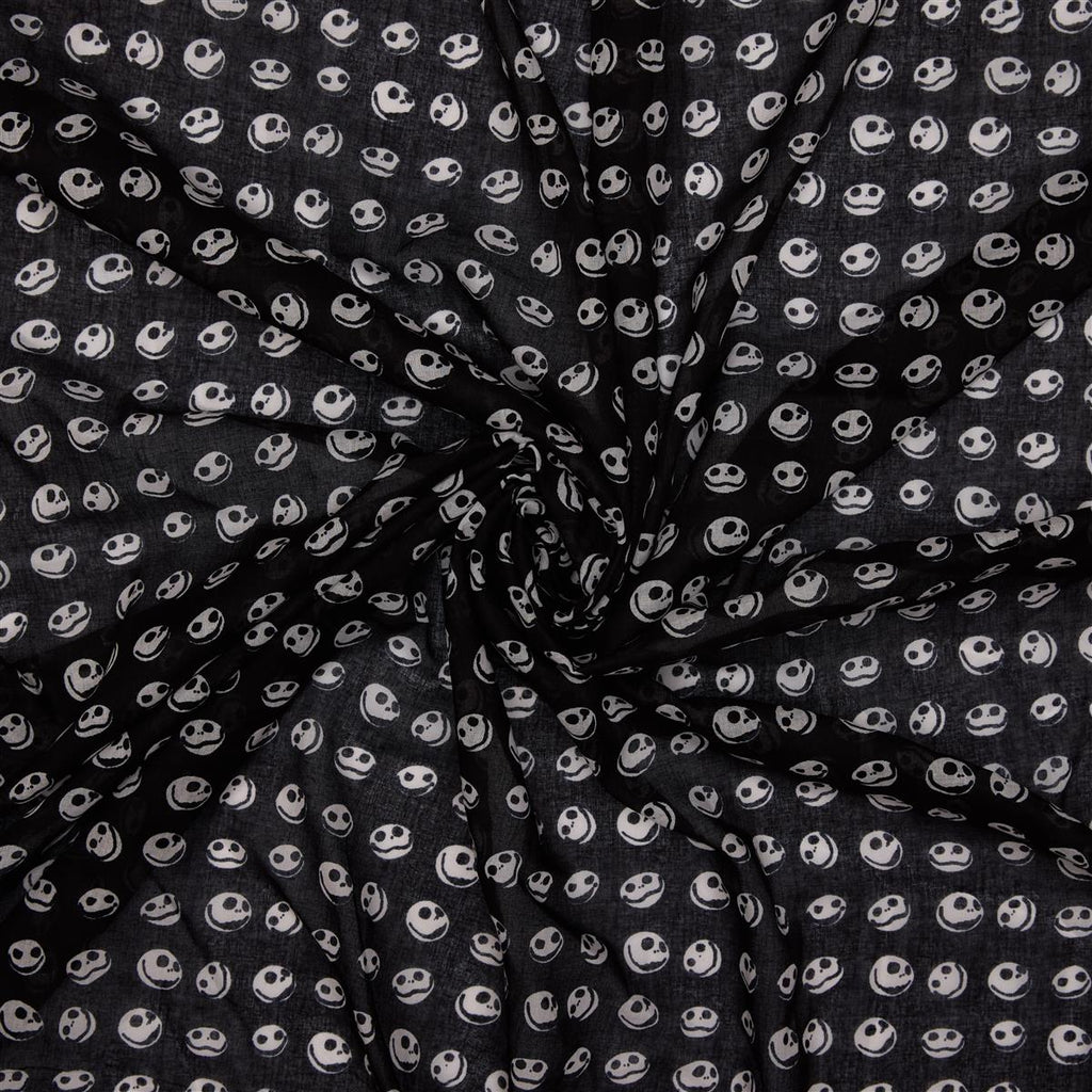 Baumwolltuch miit TNBC Jack Face Muster in Schwarz