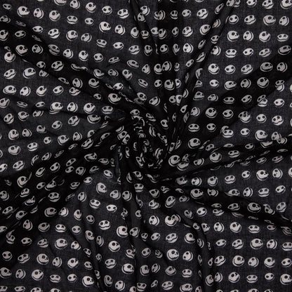 Baumwolltuch miit TNBC Jack Face Muster in Schwarz