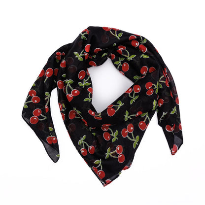 Baumwolltuch mit Kirsch Muster in Schwarz Rot