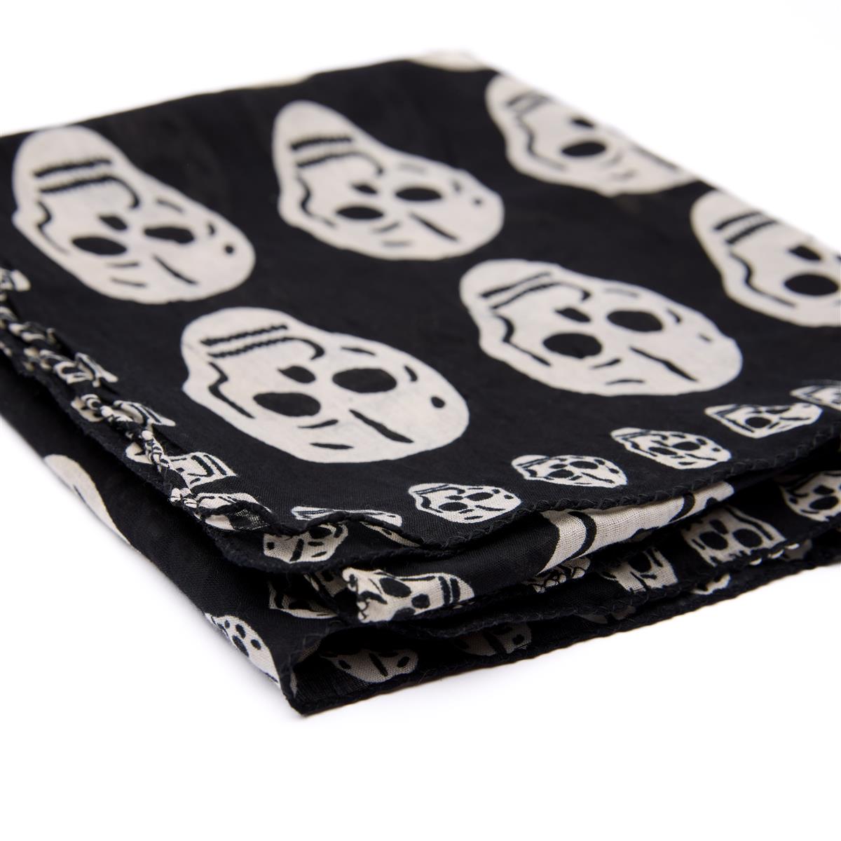 Baumwolltuch mit La Santa Muerte Skull Muster in Schwarz Weiß