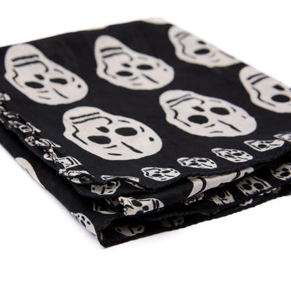 Baumwolltuch mit La Santa Muerte Skull Muster in Schwarz Weiß
