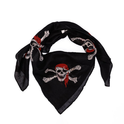 Baumwolltuch mit Piraten Muster in Schwarz Weiß