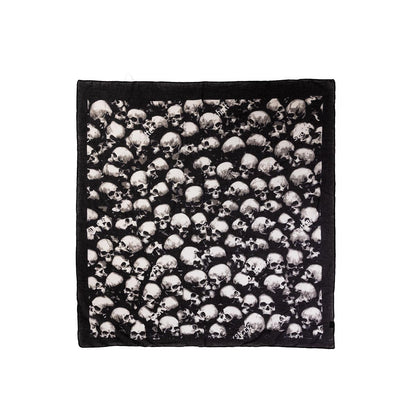 Baumwolltuch mit Occult Skull Muster in Schwarz Weiß