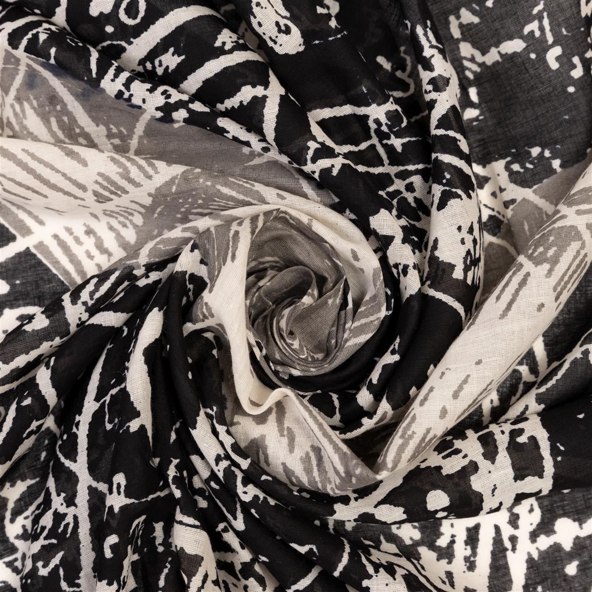Baumwolltuch mit Pentagram Fledermaus Muster in Schwarz Weiß