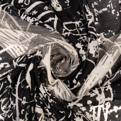 Baumwolltuch mit Pentagram Fledermaus Muster in Schwarz Weiß