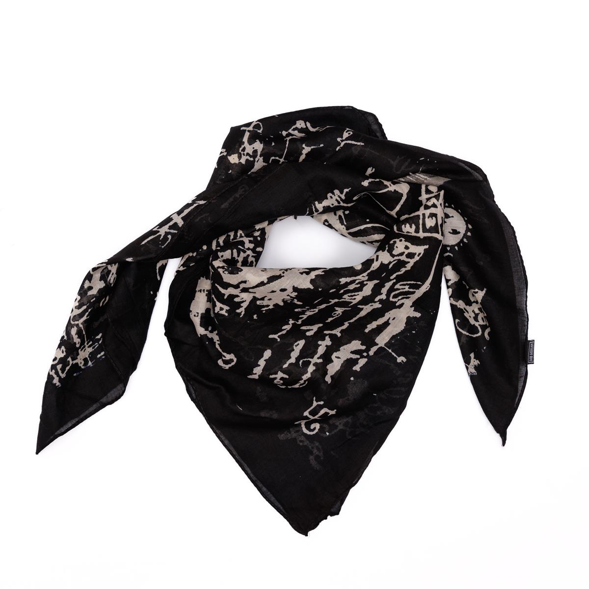Baumwolltuch mit Pentagram Fledermaus Muster in Schwarz Weiß