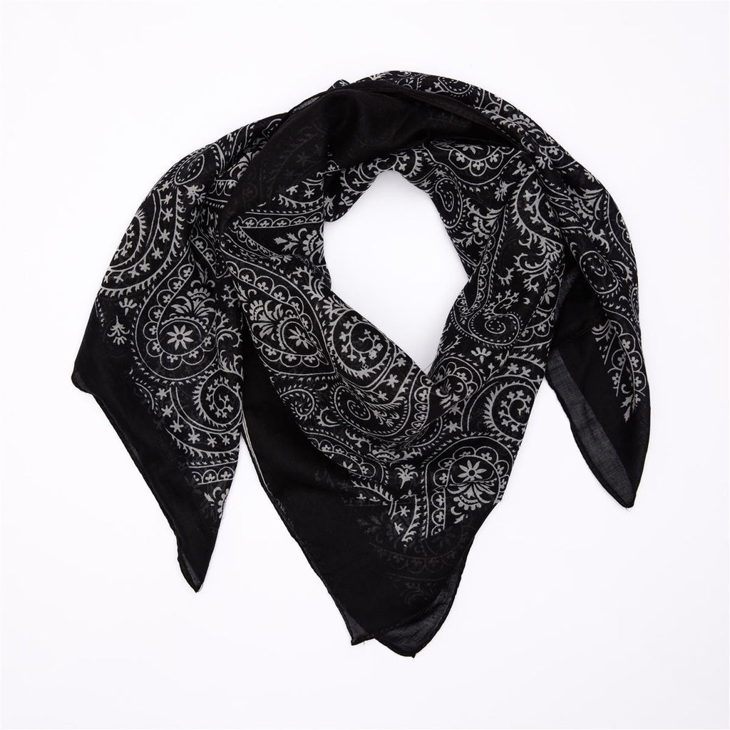 Baumwolltuch Premium Paisley in Schwarz Weiß