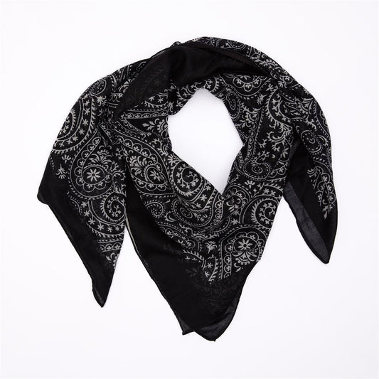 Baumwolltuch Premium Paisley in Schwarz Weiß