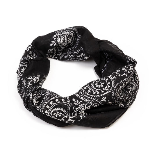 Baumwolltuch Premium Paisley in Schwarz Weiß