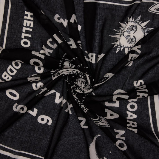 Baumwolltuch Premium mit Ouija Muster in Schwarz Weiß