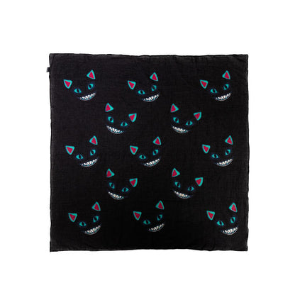 Baumwolltuch mit The Wonderland Cat Muster in Schwarz