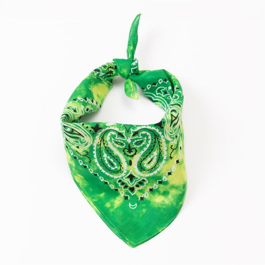Bandana Halstuch Tie Dye Paisley Floral in Grün 55 cm x 55 cm