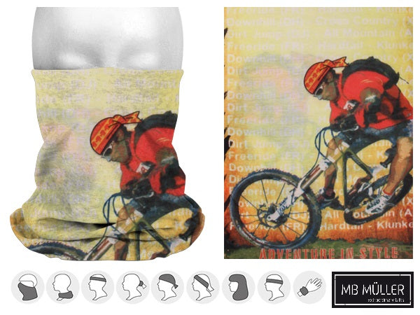 Mountanbike Multifunktionsschal mit Biker Aufdruck