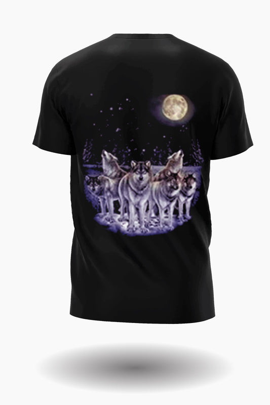 Wild Clothing Wolfsrudel in der Nacht mit Mond und Nordlichter T-Shirt