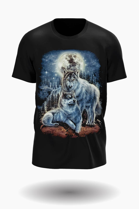 Wild Clothing Wolfsrudel in der Nacht mit Mond und im Wald T-Shirt