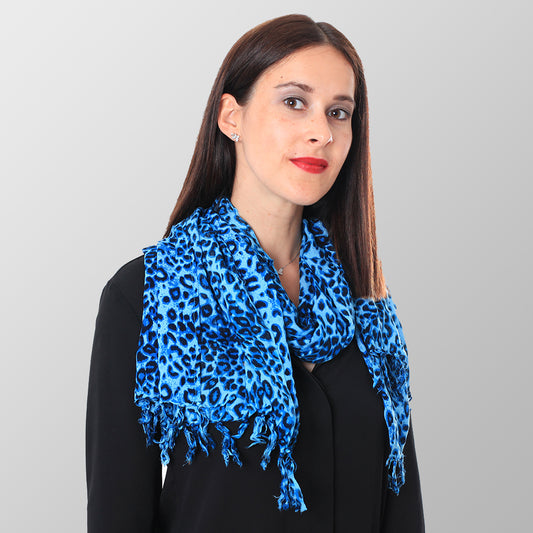 Blaues Tuch mit Leoparden Druck