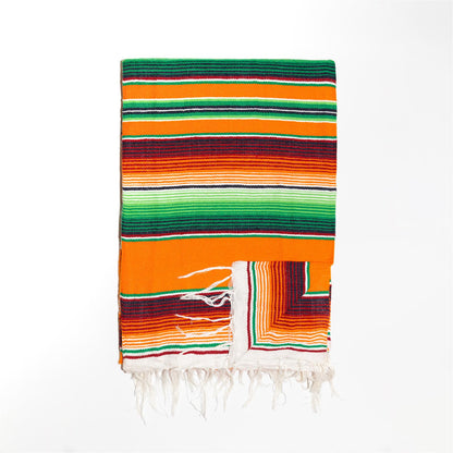 Mexikanische Handgewebte Sarape Fair Trade Decke in Orange Tönen