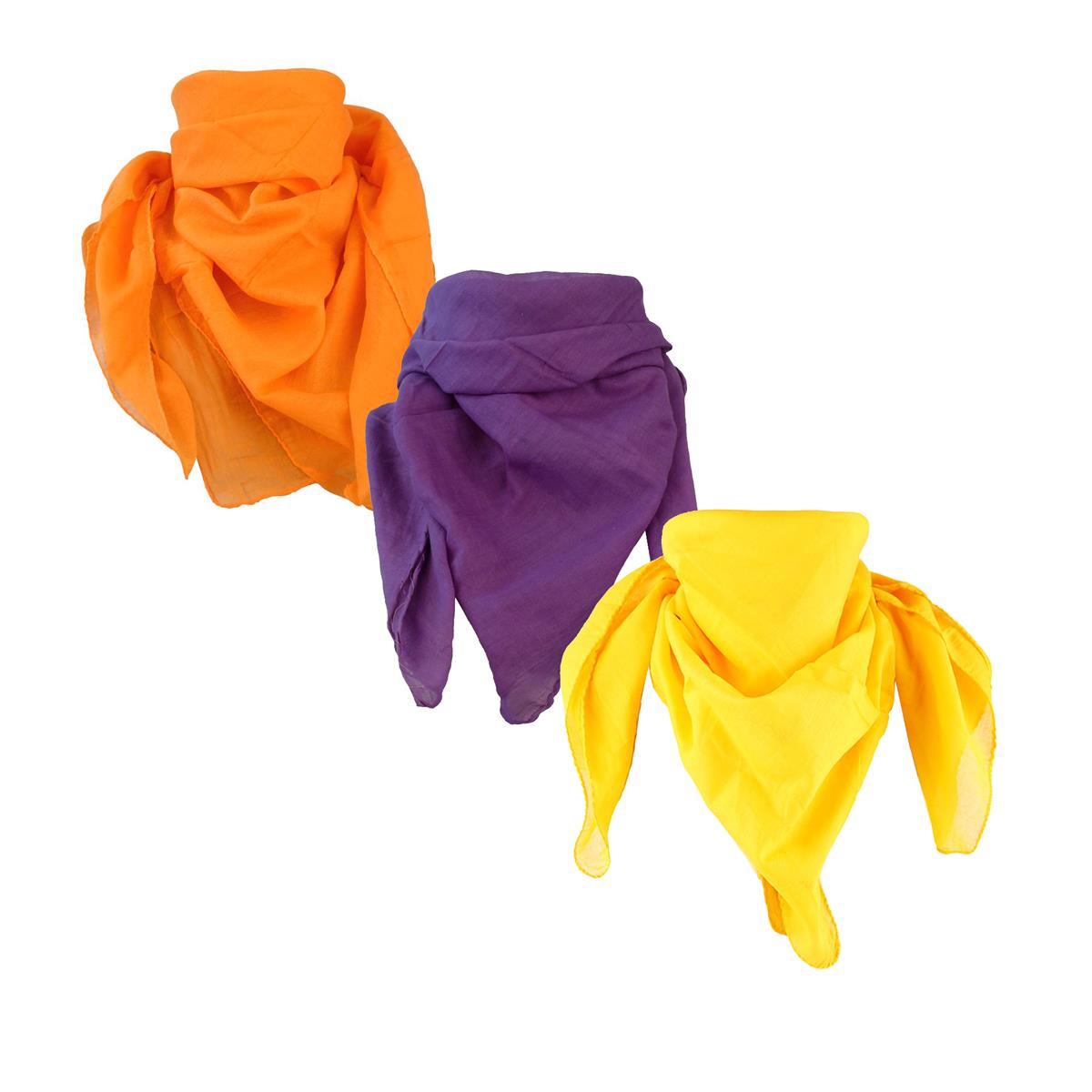 Baumwolltuch 3er Set Orange Lila Gelb