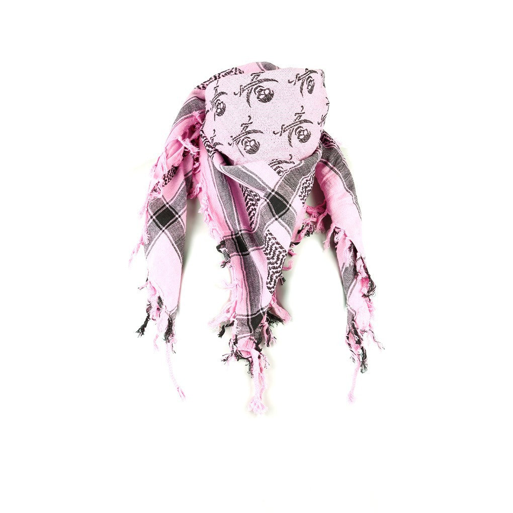 Palästinensertuch Shemagh Kufiya in Pink Schwarz Piraten Muster
