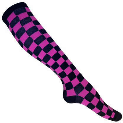 Schwarz Pink Karierte Socken Ska