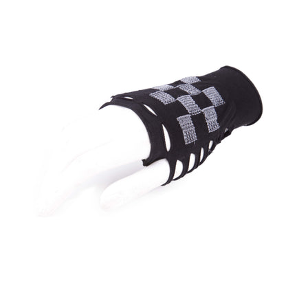 Fingerlose Handschuhe Karo Schwarz Weiß