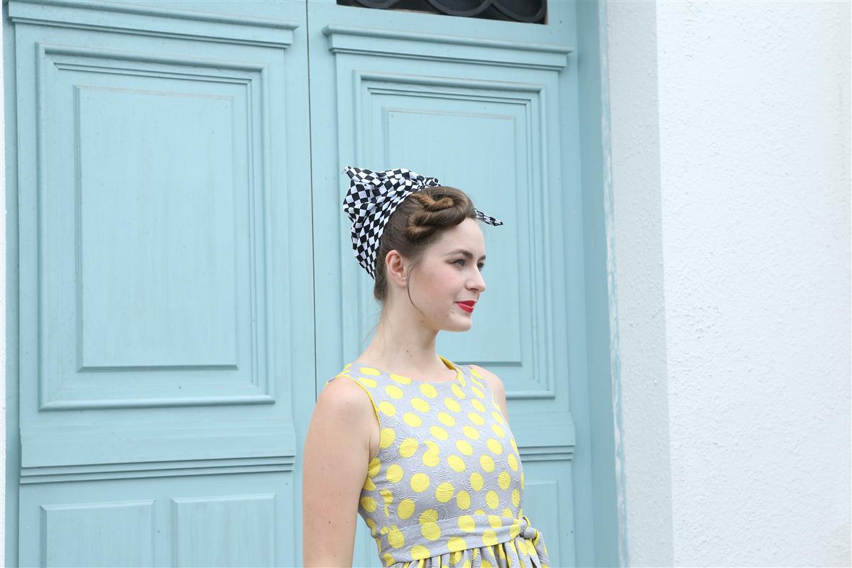 Bandana Halstuch  Schwarz Weiß Kariert Schachbrett 55 cm x 55 cm