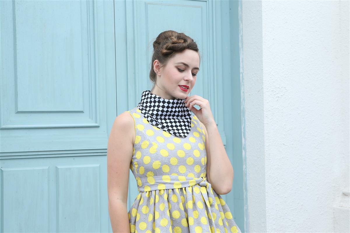 Bandana Halstuch  Schwarz Weiß Kariert Schachbrett 55 cm x 55 cm