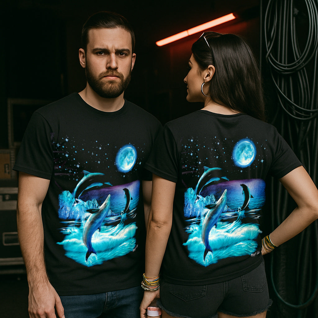 Delphine bei Vollmond