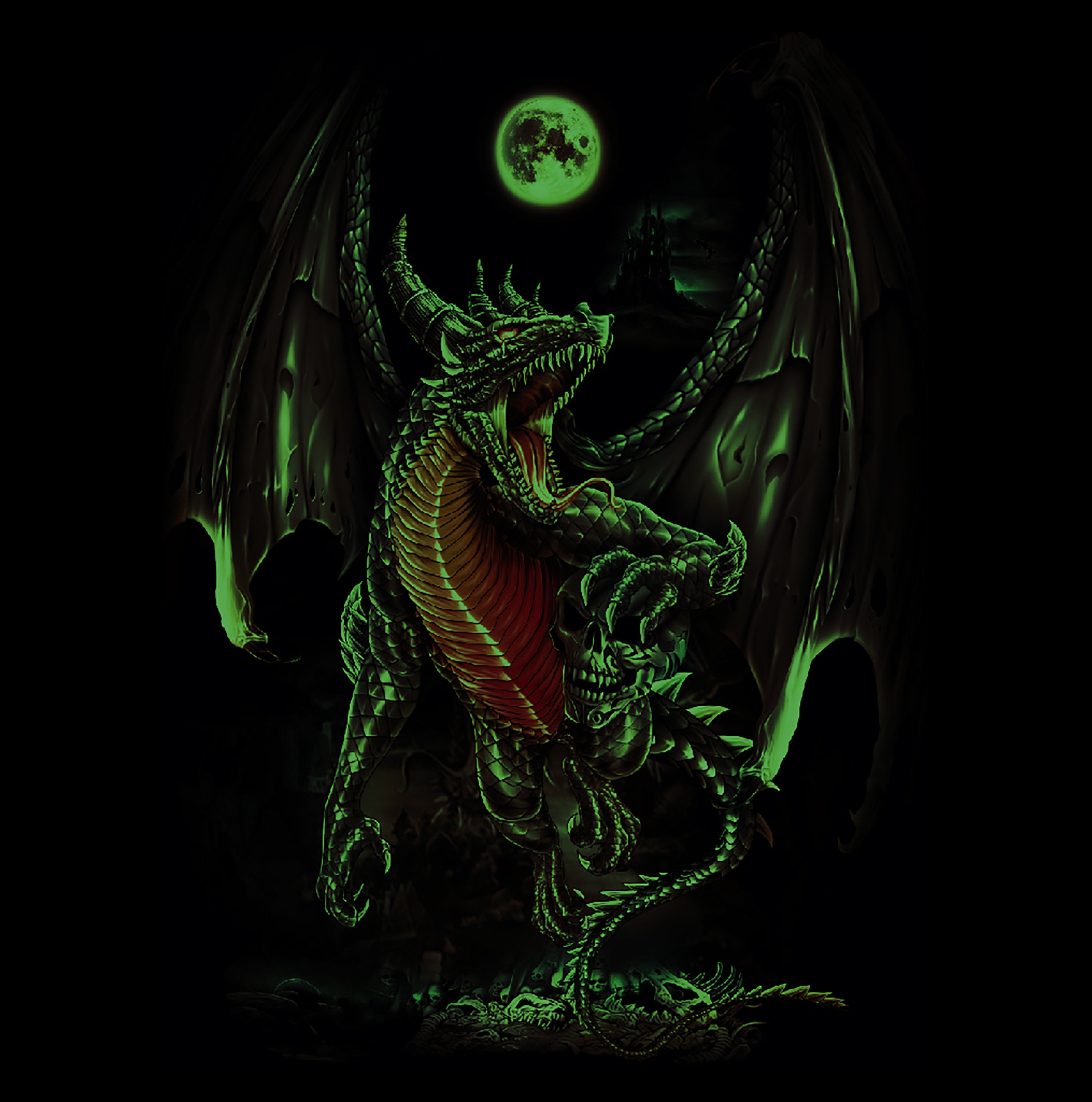 Wild Clothing Drachen in der Vollmondnacht T-Shirt