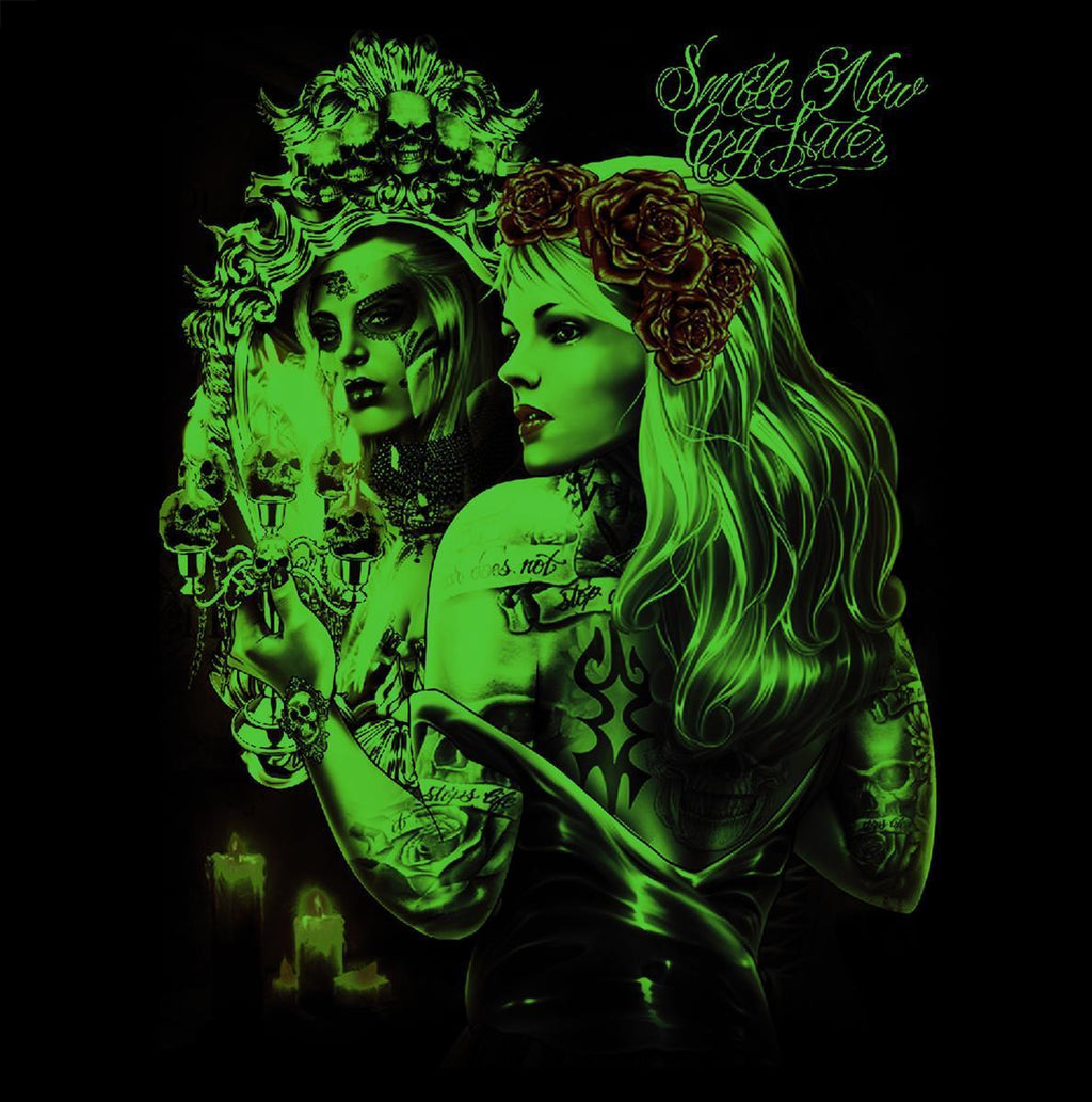 Wild Glow in the Dark Tattoo La Catrina Skull T-Shirt