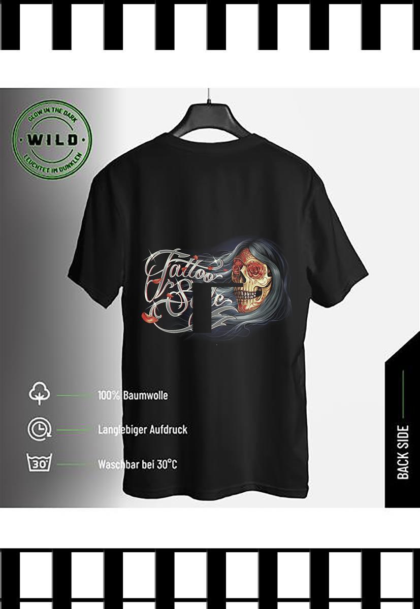 Wild Glow in the Dark Tattoo La Catrina Skull T-Shirt