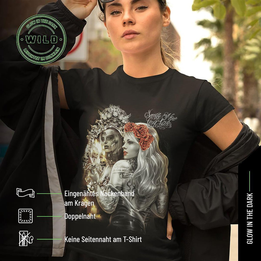 Wild Glow in the Dark Tattoo La Catrina Skull T-Shirt
