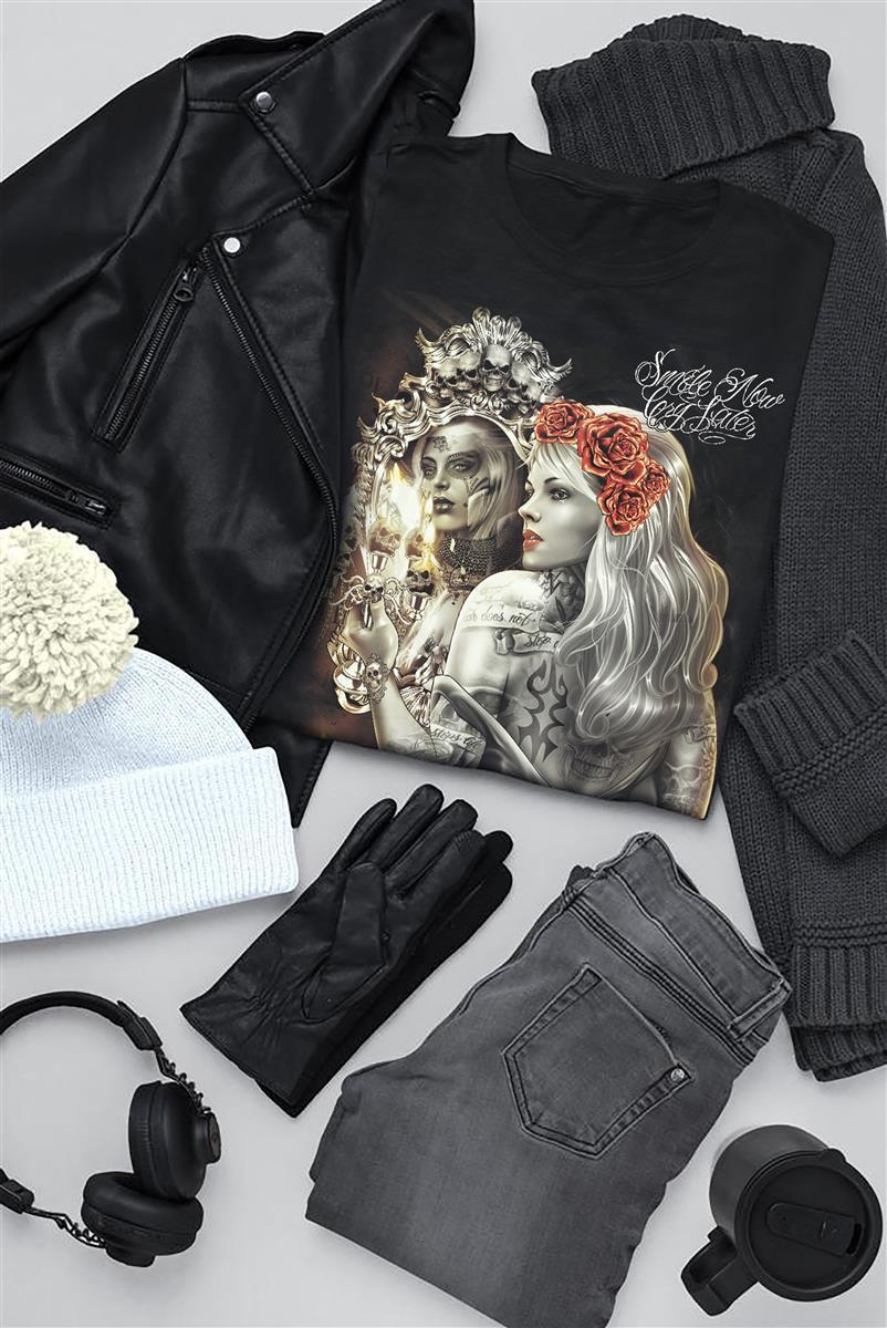 Wild Glow in the Dark Tattoo La Catrina Skull T-Shirt