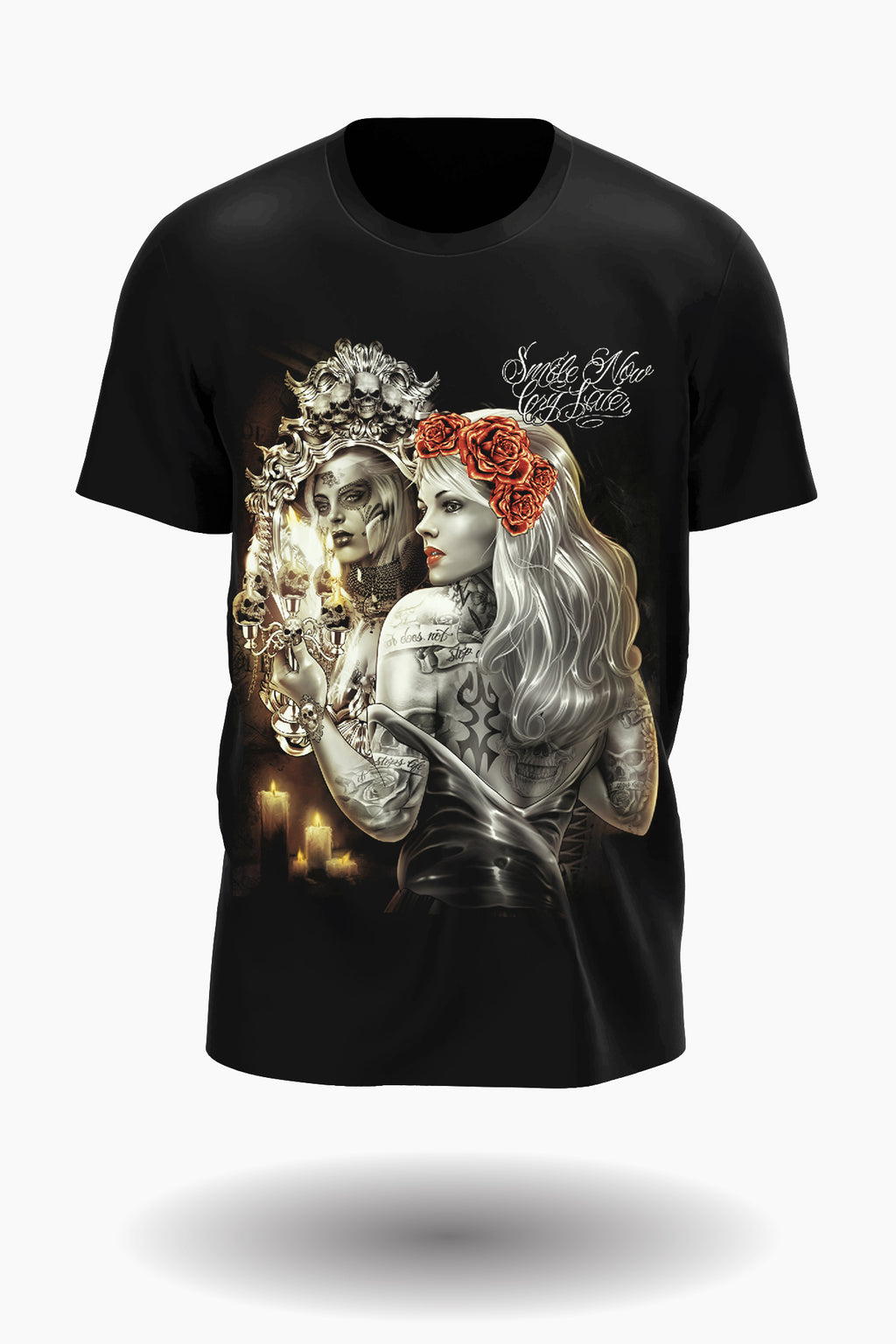 Wild Glow in the Dark Tattoo La Catrina Skull T-Shirt