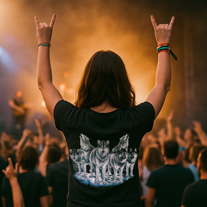 Drei Wölfe bei Nacht