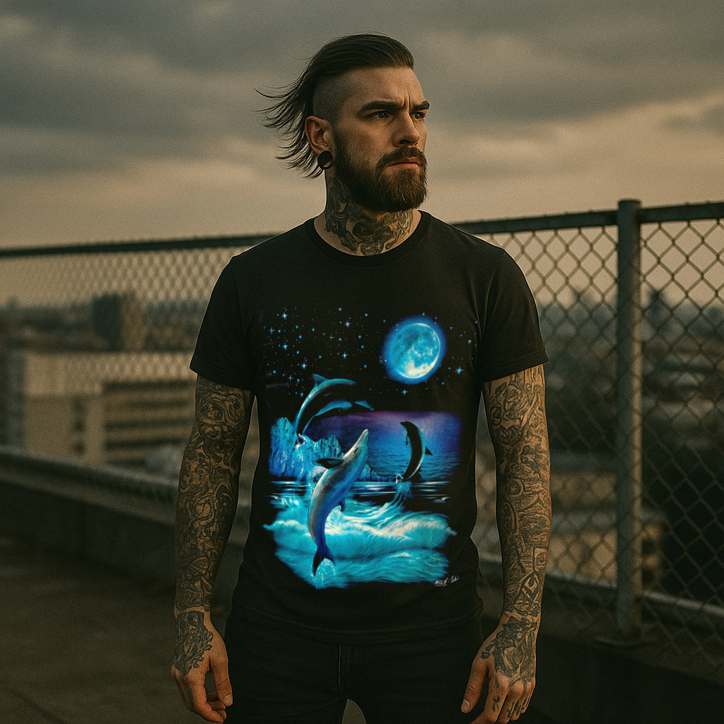 Delphine bei Vollmond