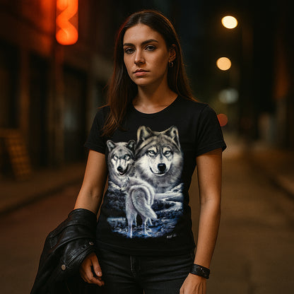 Drei Wölfe bei Nacht