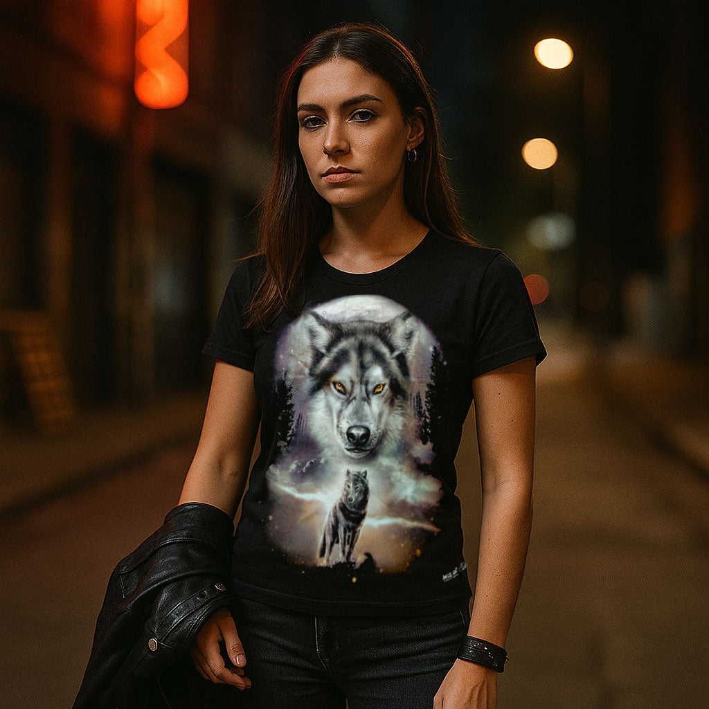 Zweit Wölfe bei Nacht