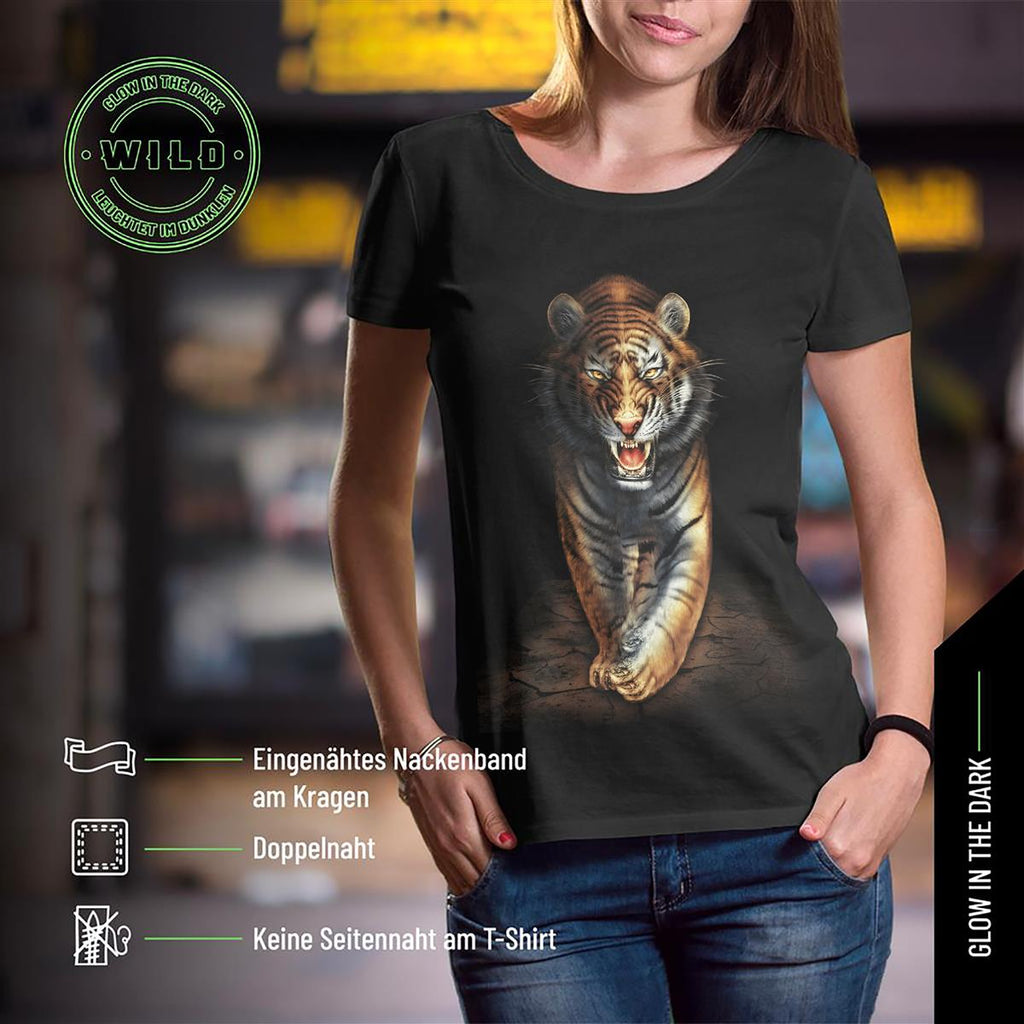 Wild Glow in the Dark Bengalischer Tiger T-Shirt